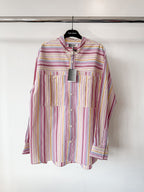 Isabel Marant Herren Taylori Hemd aus gestreifter Baumwollpopeline mit Grandad-Kragen