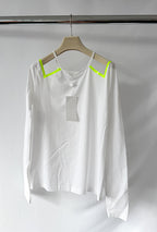 Maison Margiela 1 White Long Sleeve Cold Shoulder Neon Detail Top