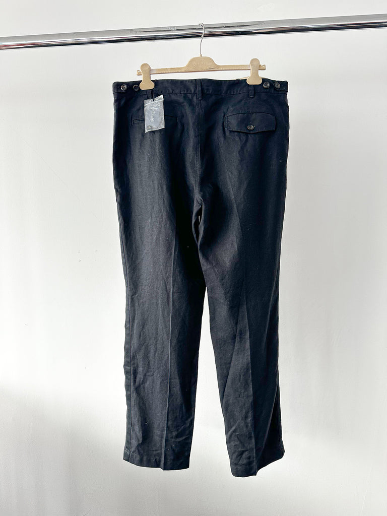 Drake's Black Linen Games Dinner Trousers - House Of Huntington