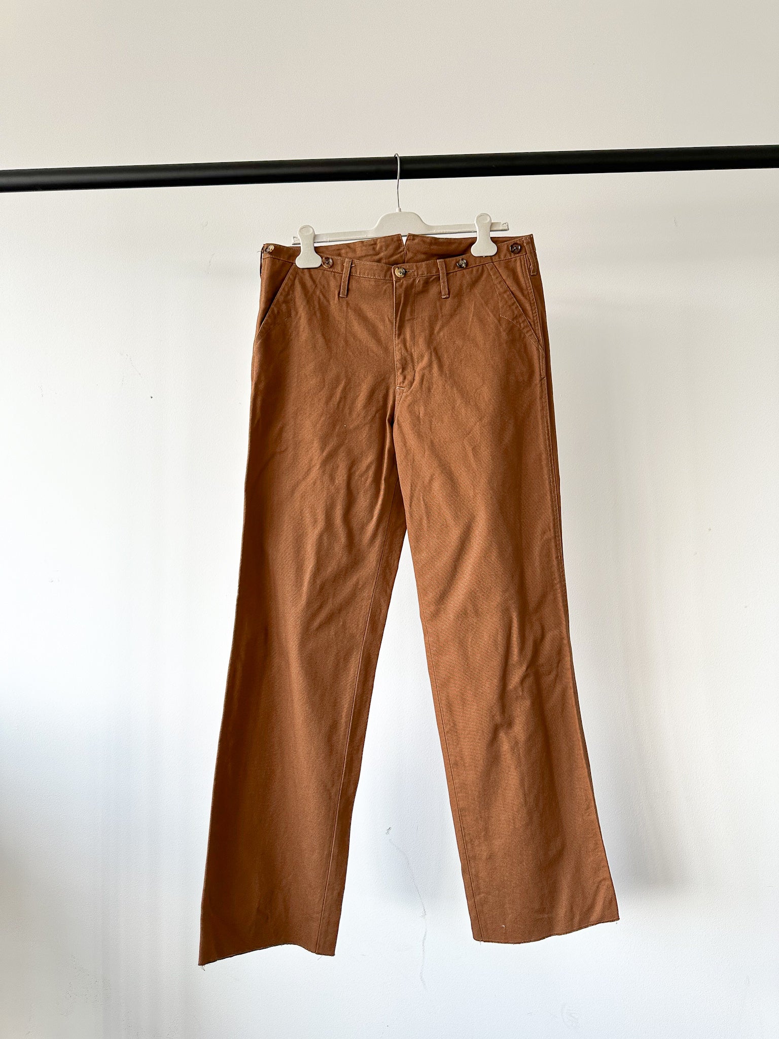Adjustable Costume Japan Cotton Canvas Brown Trousers - House Of Huntington