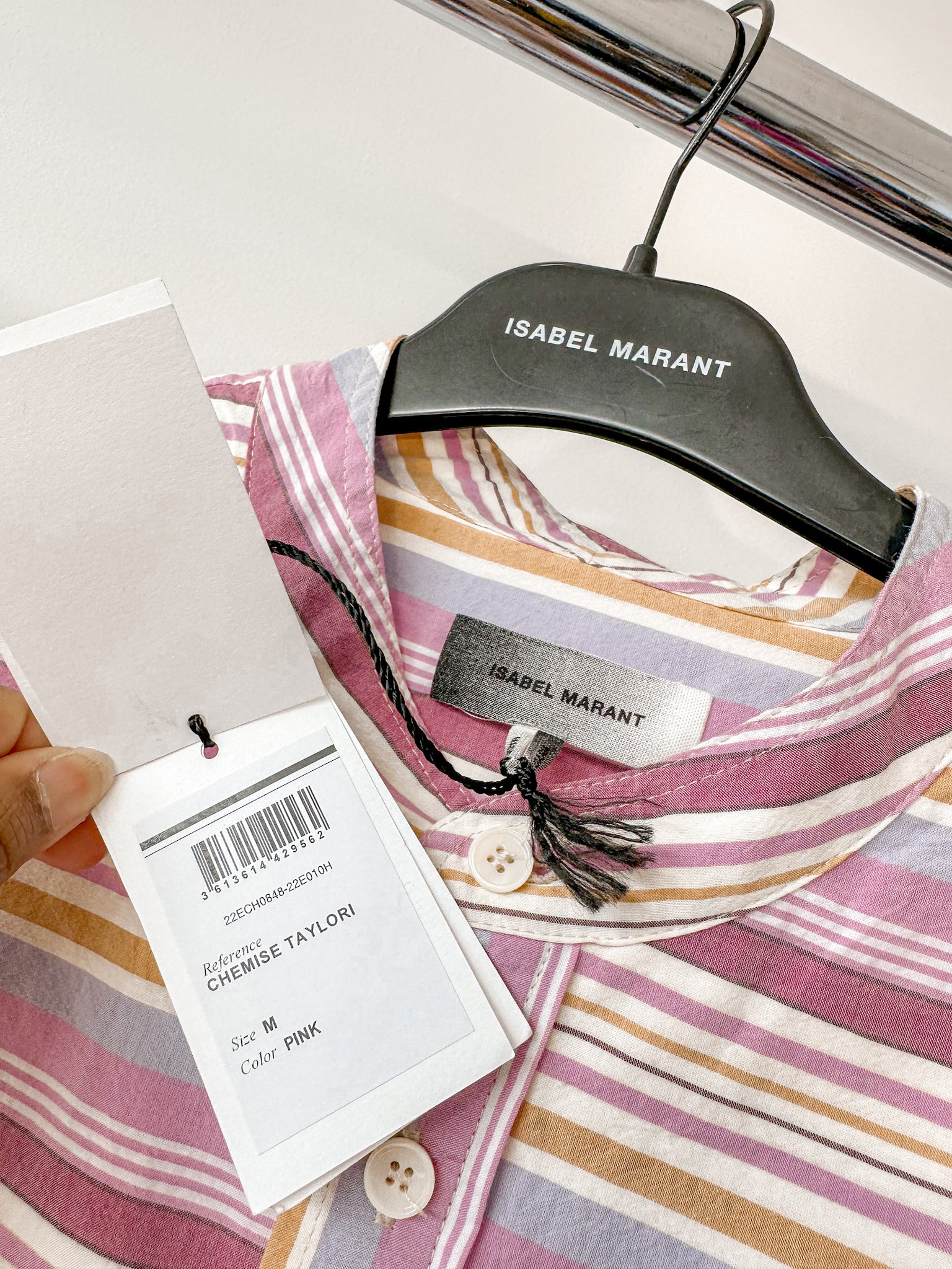 Isabel Marant Herren Taylori Hemd aus gestreifter Baumwollpopeline mit Grandad-Kragen