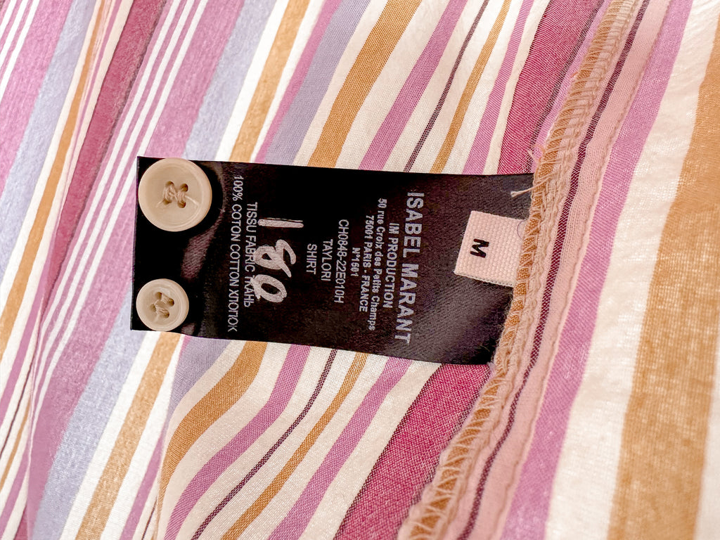 Isabel Marant Herren Taylori Hemd aus gestreifter Baumwollpopeline mit Grandad-Kragen