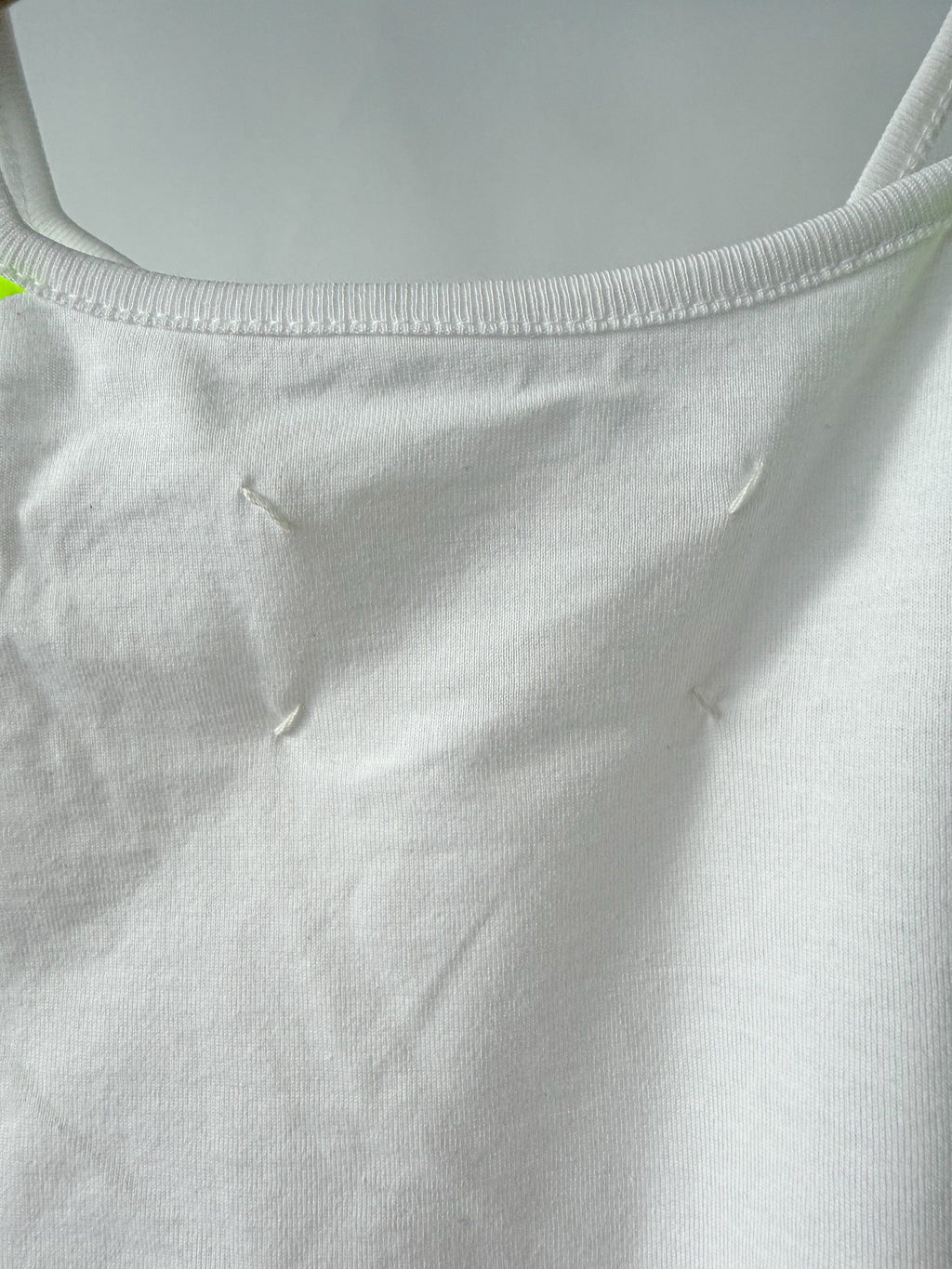 Maison Margiela 1 White Long Sleeve Cold Shoulder Neon Detail Top