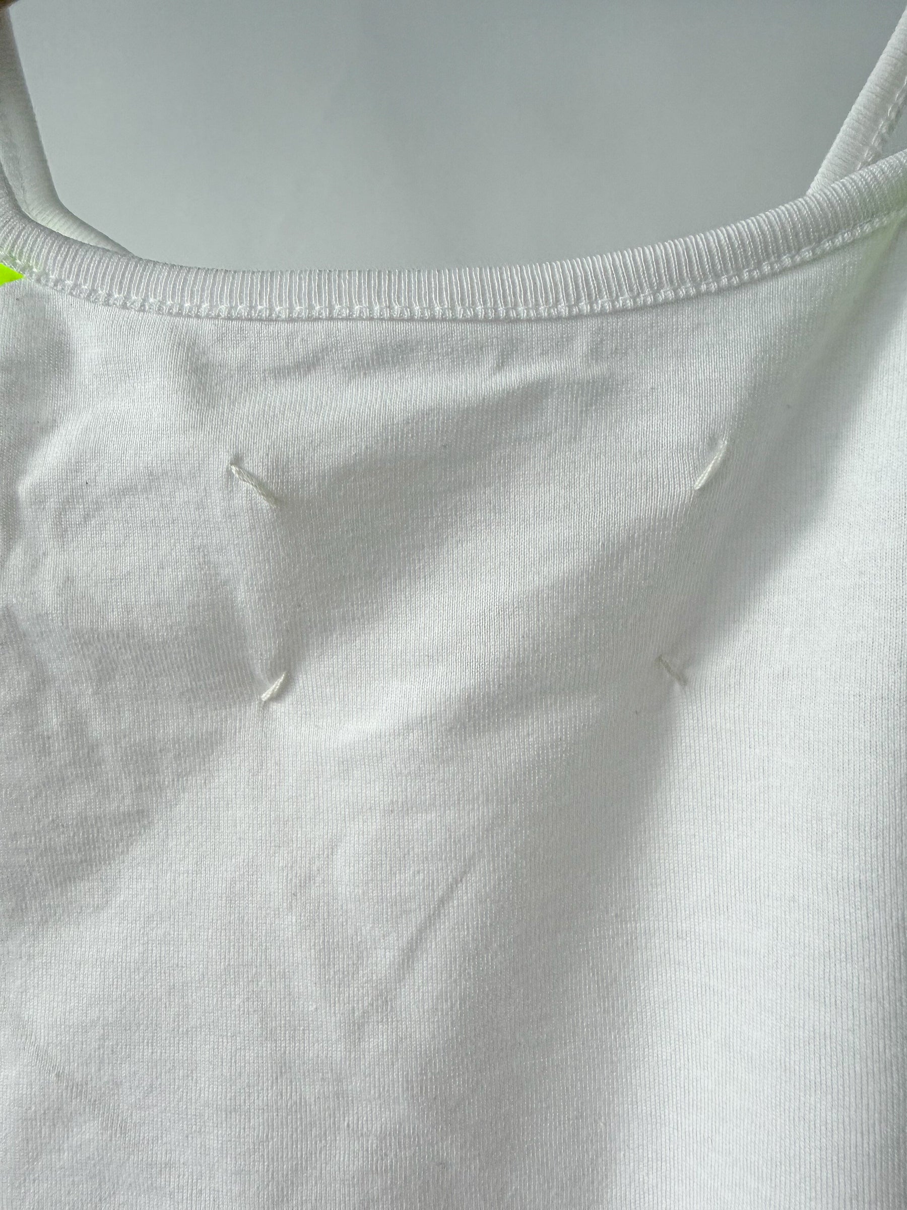 Maison Margiela 1 White Long Sleeve Cold Shoulder Neon Detail Top