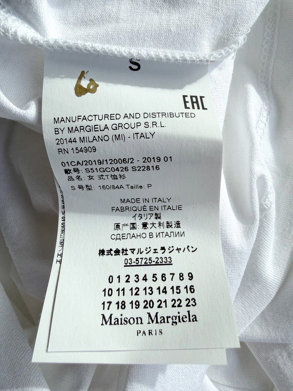 Maison Margiela 1 White Long Sleeve Cold Shoulder Neon Detail Top