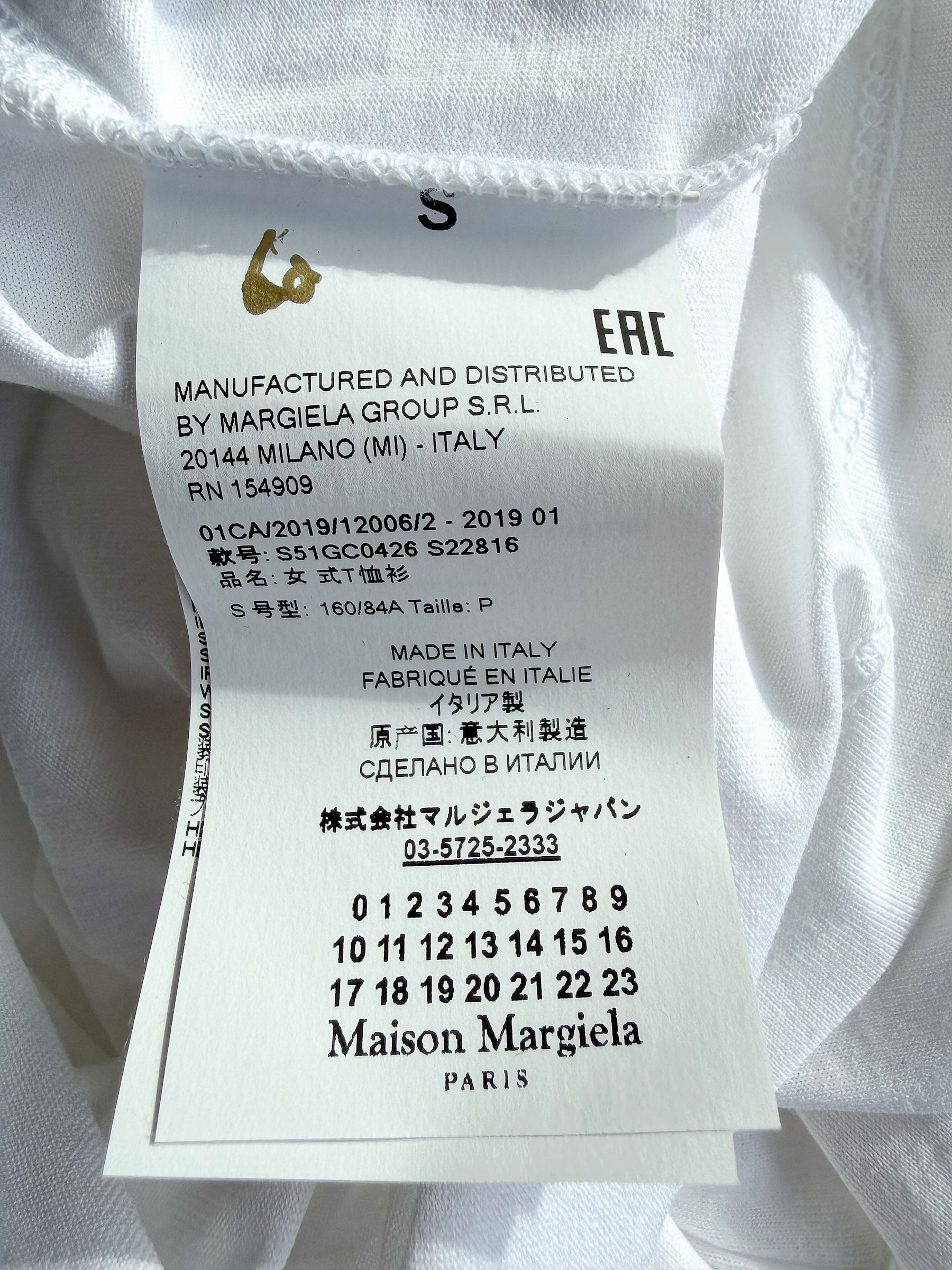 Maison Margiela 1 White Long Sleeve Cold Shoulder Neon Detail Top