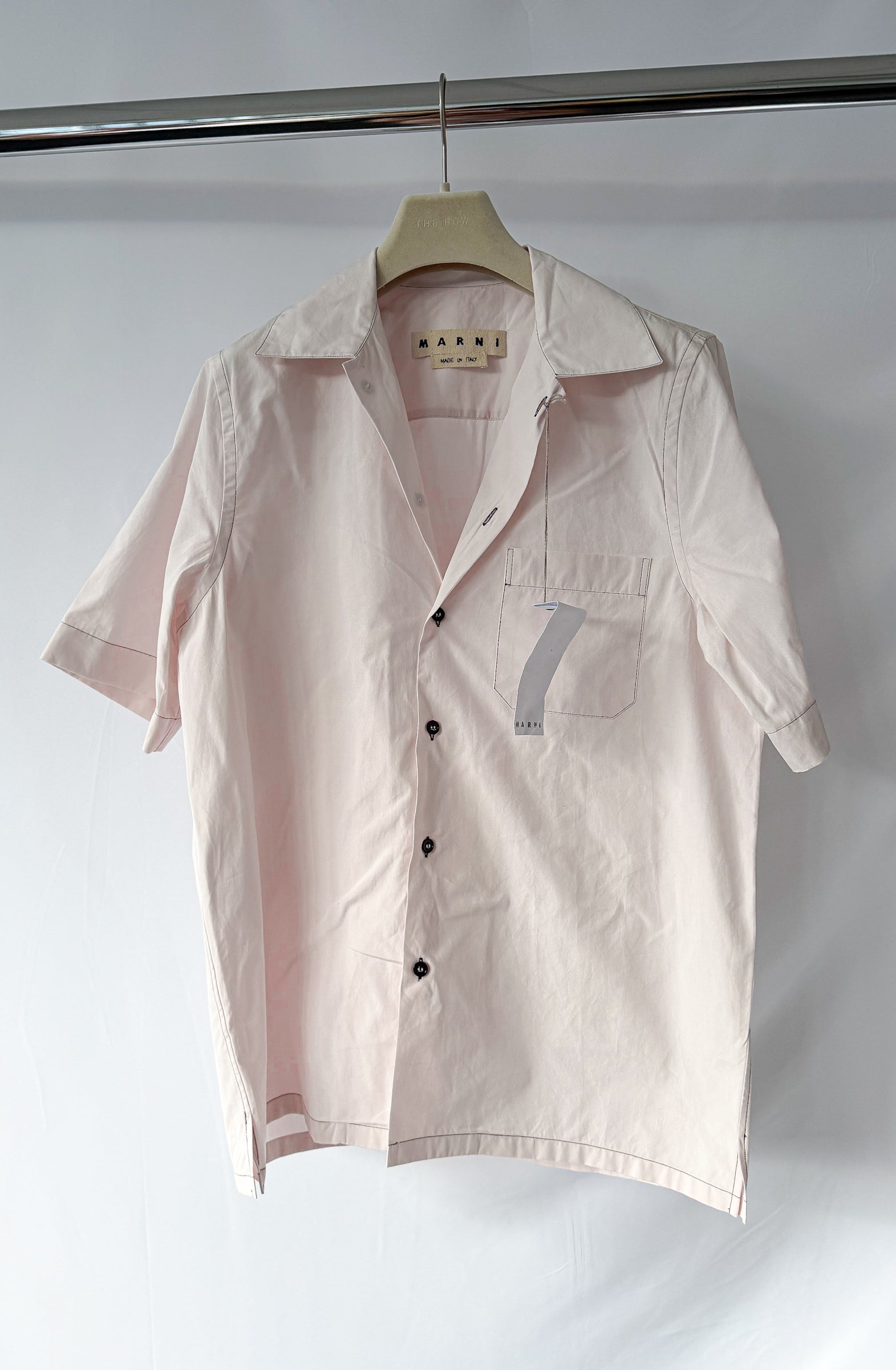 Marni Mens Pink Cotton Poplin Button-Up Short Sleeve Collared Shirt