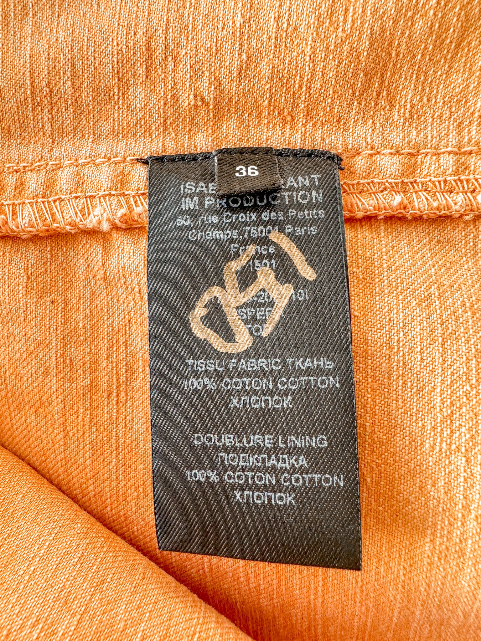 Isabel Marant Espera Orange Sunset Denim Long Sleeve Top