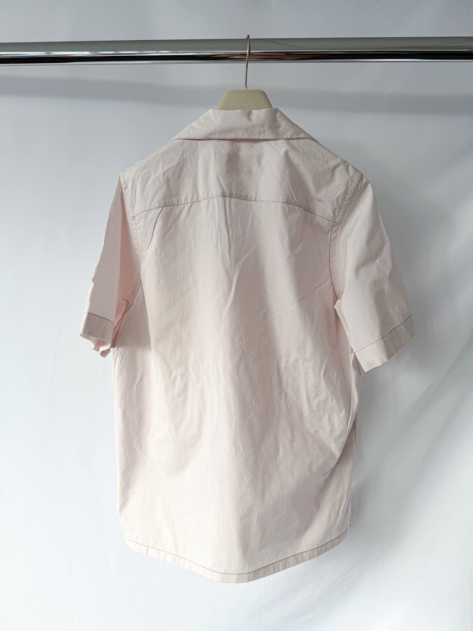 Marni Mens Pink Cotton Poplin Button-Up Short Sleeve Collared Shirt