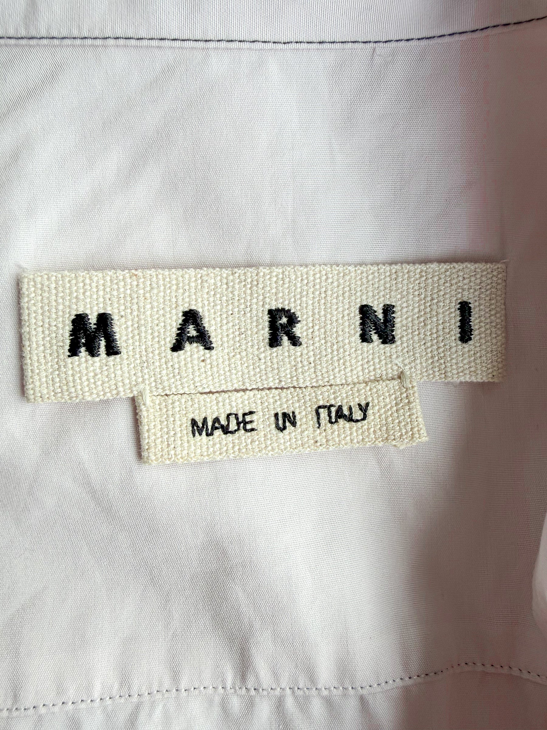 Marni Mens Pink Cotton Poplin Button-Up Short Sleeve Collared Shirt