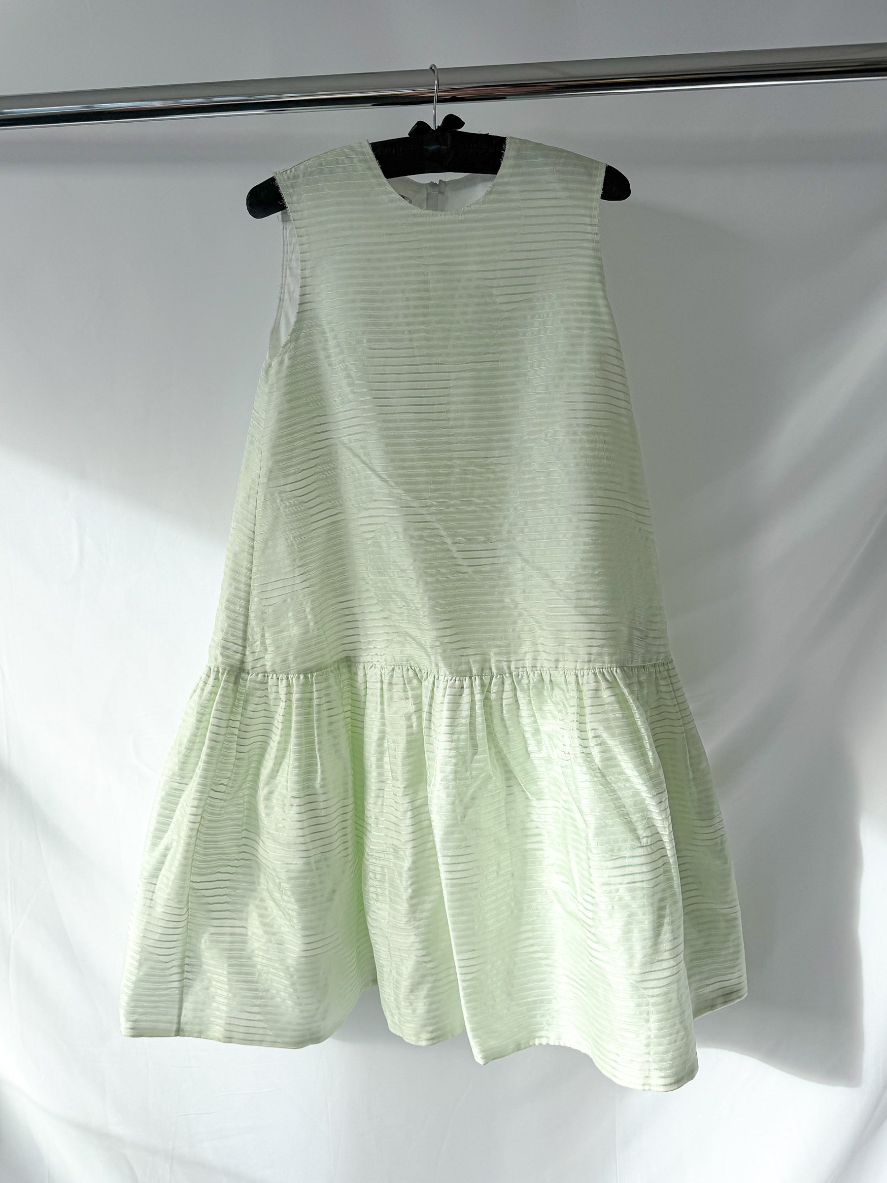 Anais Jourden Grün-weiß gestreiftes A-Linien-Kleid