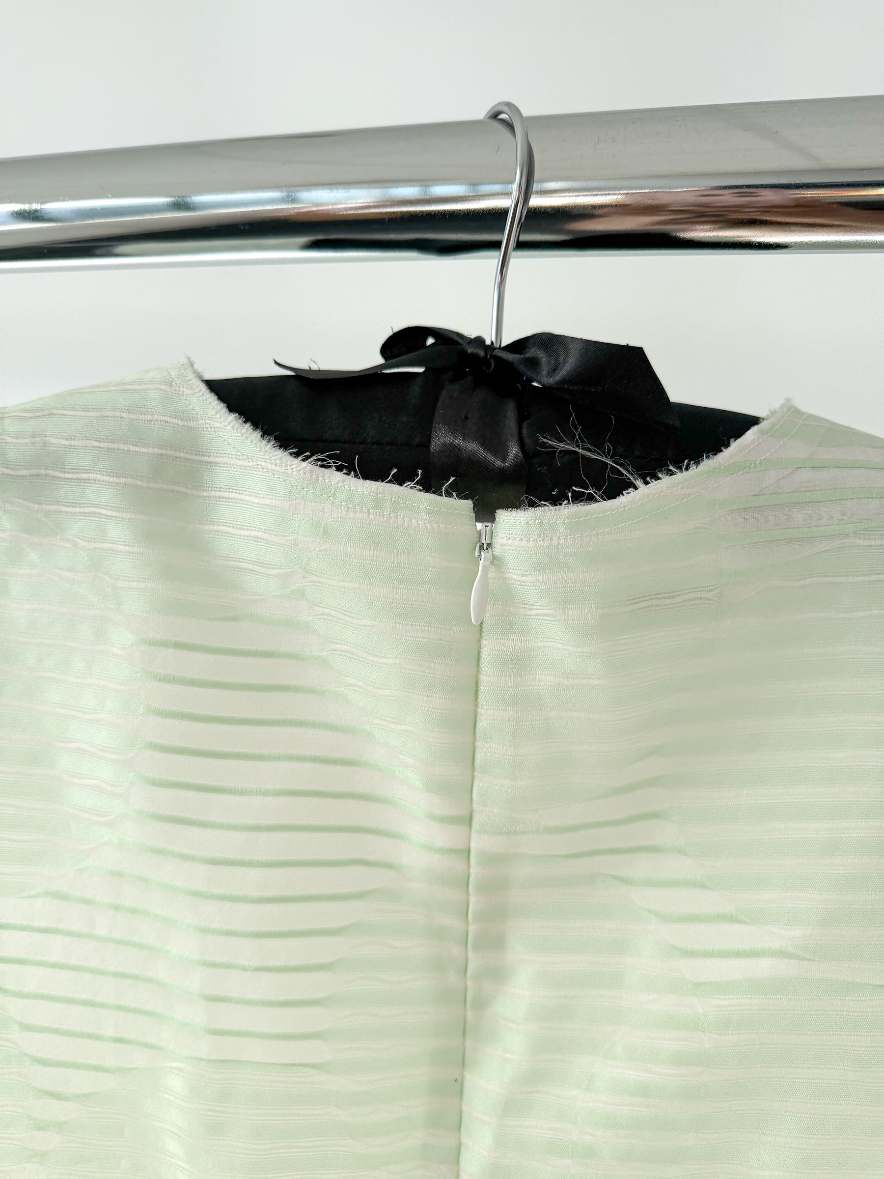 Anais Jourden Grün-weiß gestreiftes A-Linien-Kleid