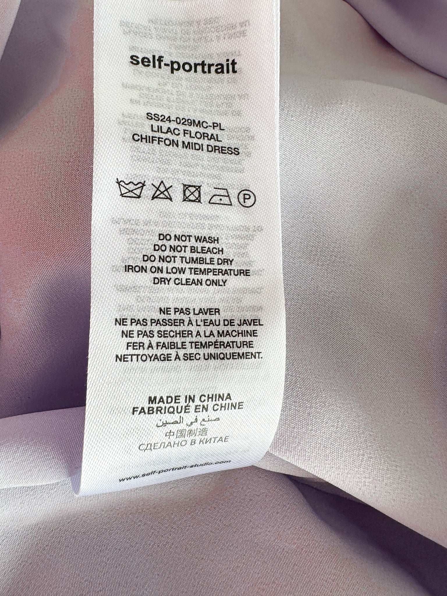 Self-Portrait Lilac Floral Print Pleated Sweetheart Neck Chiffon Midi Dress