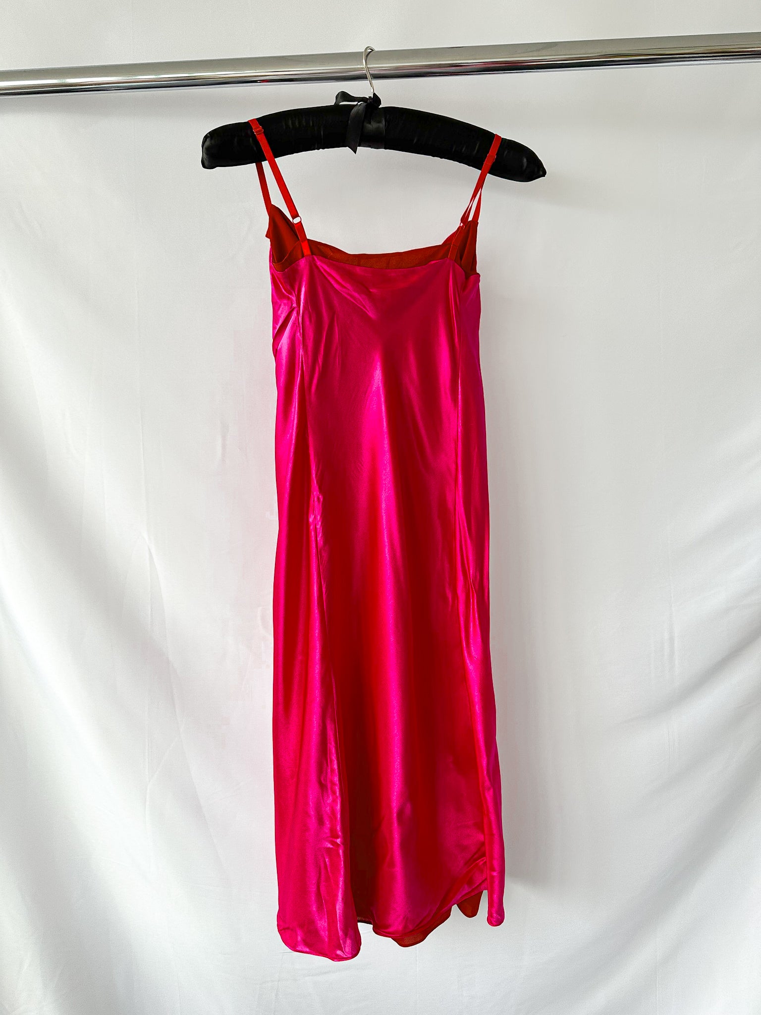 Acne Studios Dasa Pink Red Satin Slip Dress