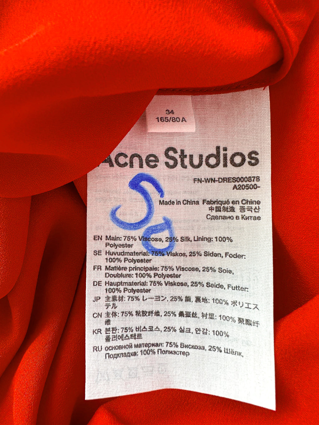 Acne Studios Dasa Pink Red Satin Slip Dress