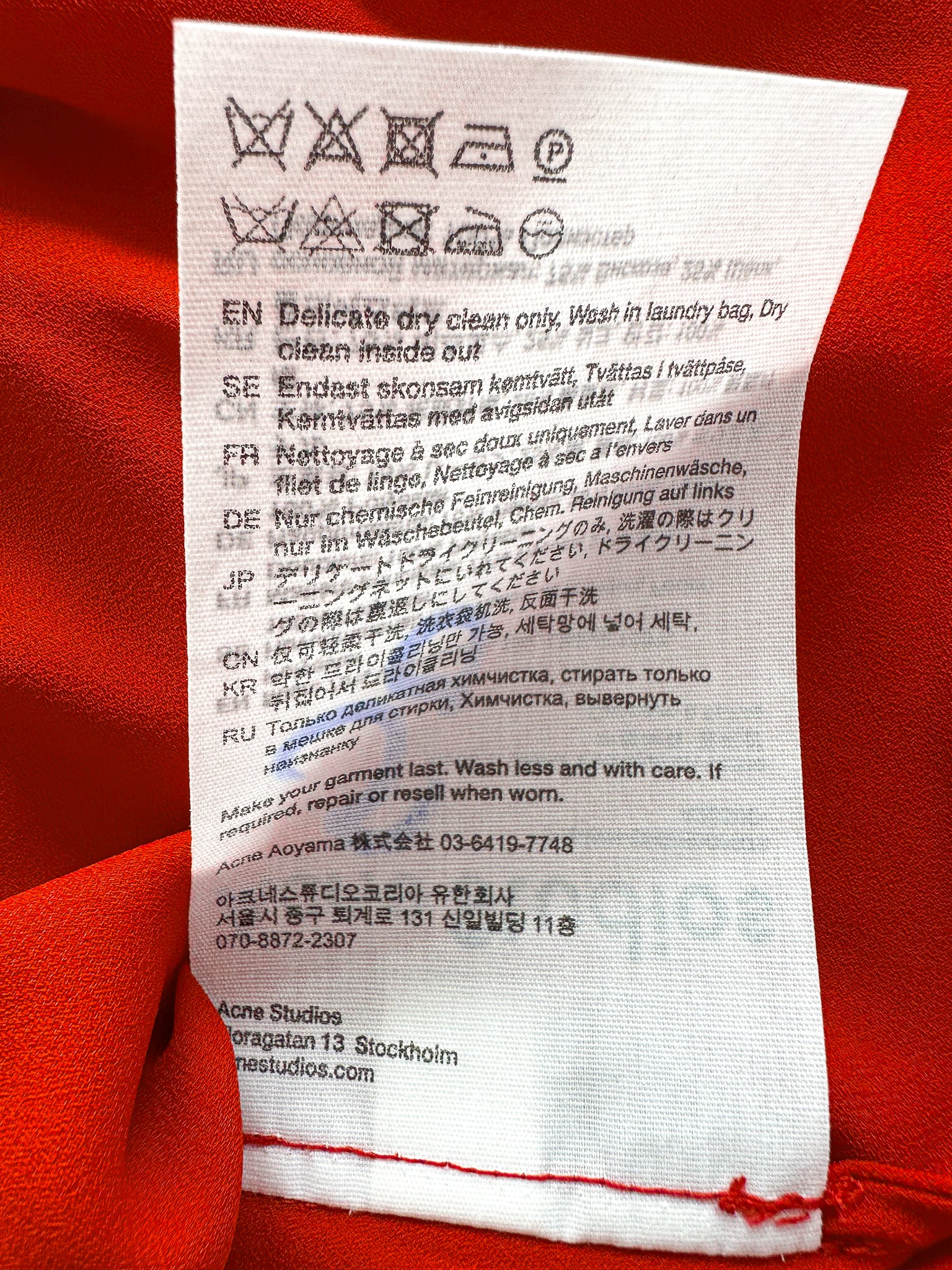 Acne Studios Dasa Pink Red Satin Slip Dress