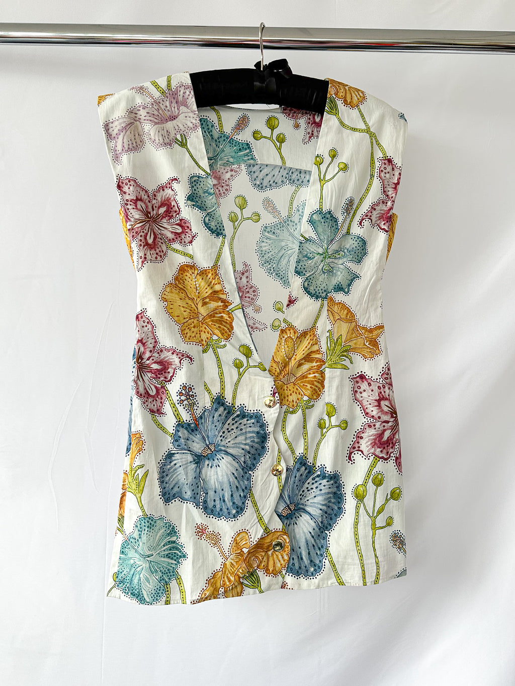 Hayley Menzies Floral Print Cotton Backless Carmen Mini Shift Dress