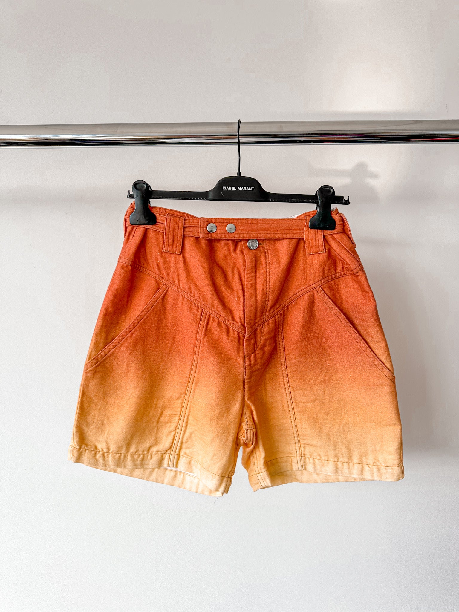 Isabel Marant Etoile Kaynetd Tie Dye Orange Linen Blend Shorts