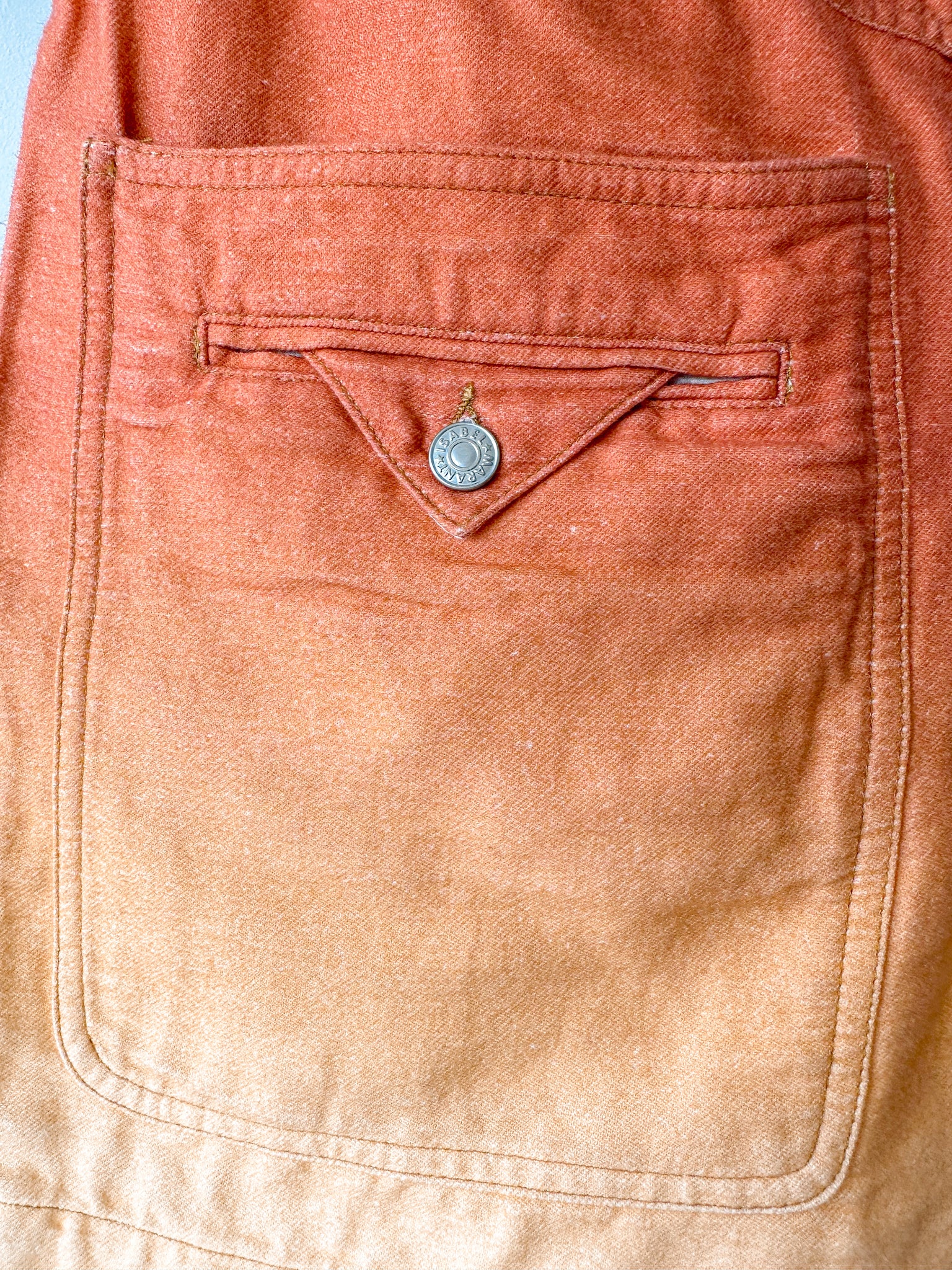 Isabel Marant Etoile Kaynetd Tie Dye Orange Linen Blend Shorts