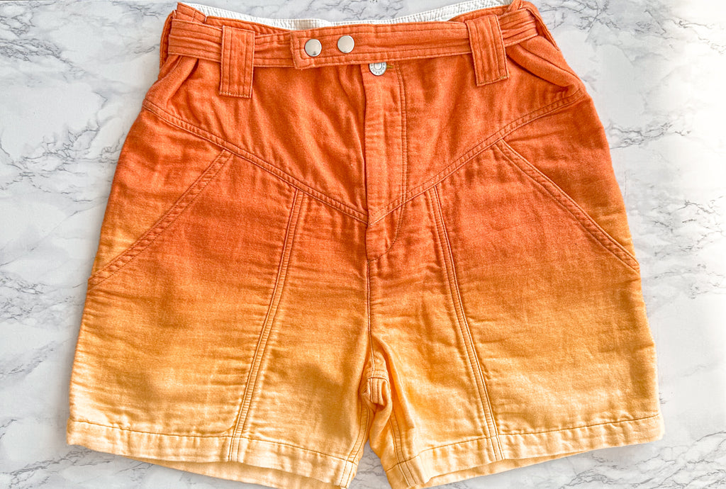 Isabel Marant Etoile Kaynetd Tie Dye Orange Linen Blend Shorts