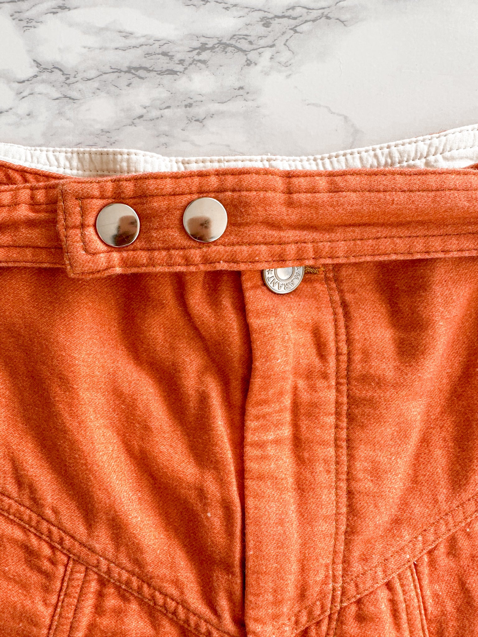Isabel Marant Etoile Kaynetd Tie Dye Orange Linen Blend Shorts