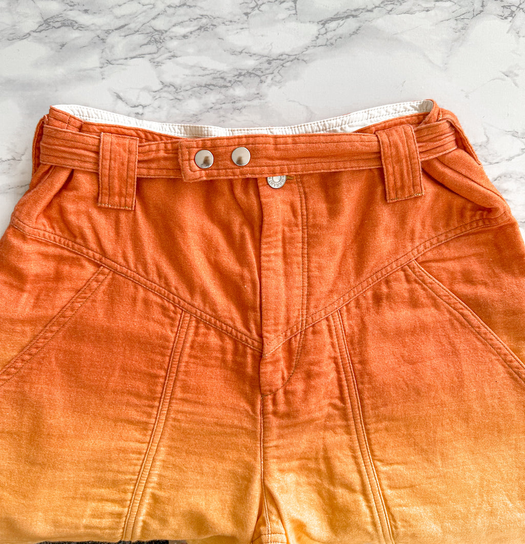 Isabel Marant Etoile Kaynetd Tie Dye Orange Linen Blend Shorts