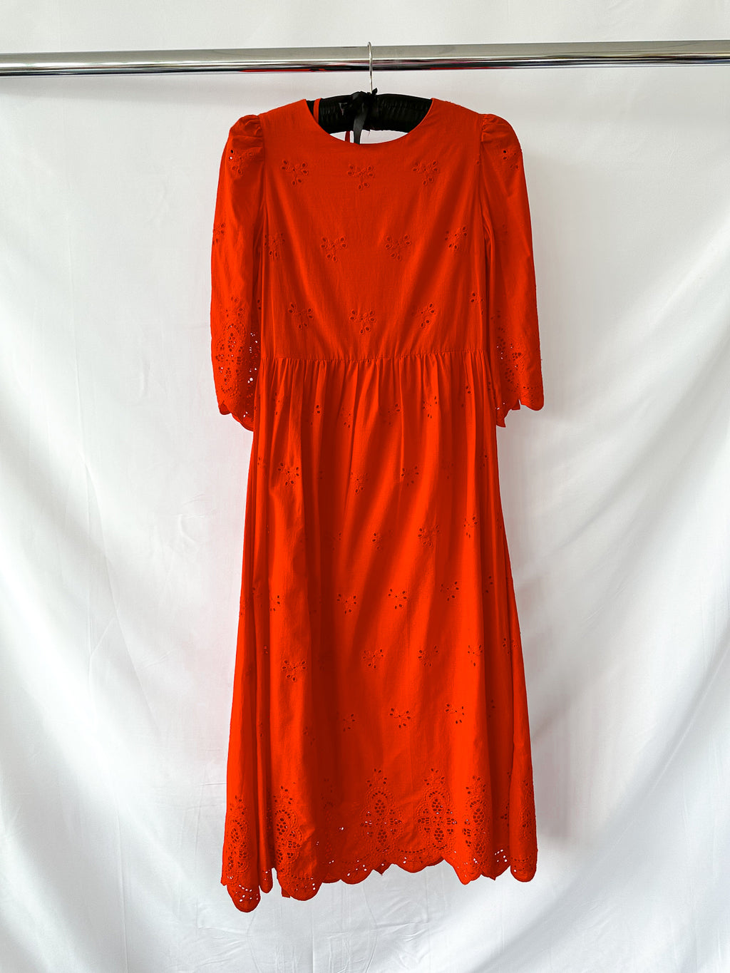 Borgo De Nor Red Carla Broderie Anglaise Cotton Maxi Dress