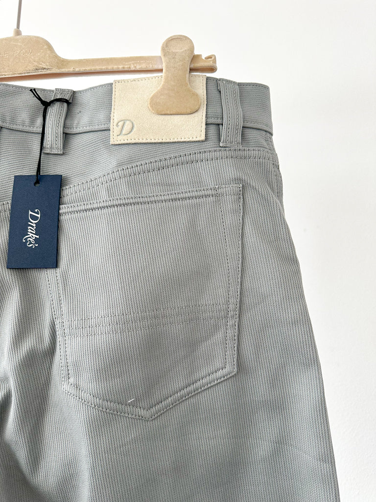 Drake's Bedford Cord 5 Pocket Trousers In Stone Blue - House Of Huntington