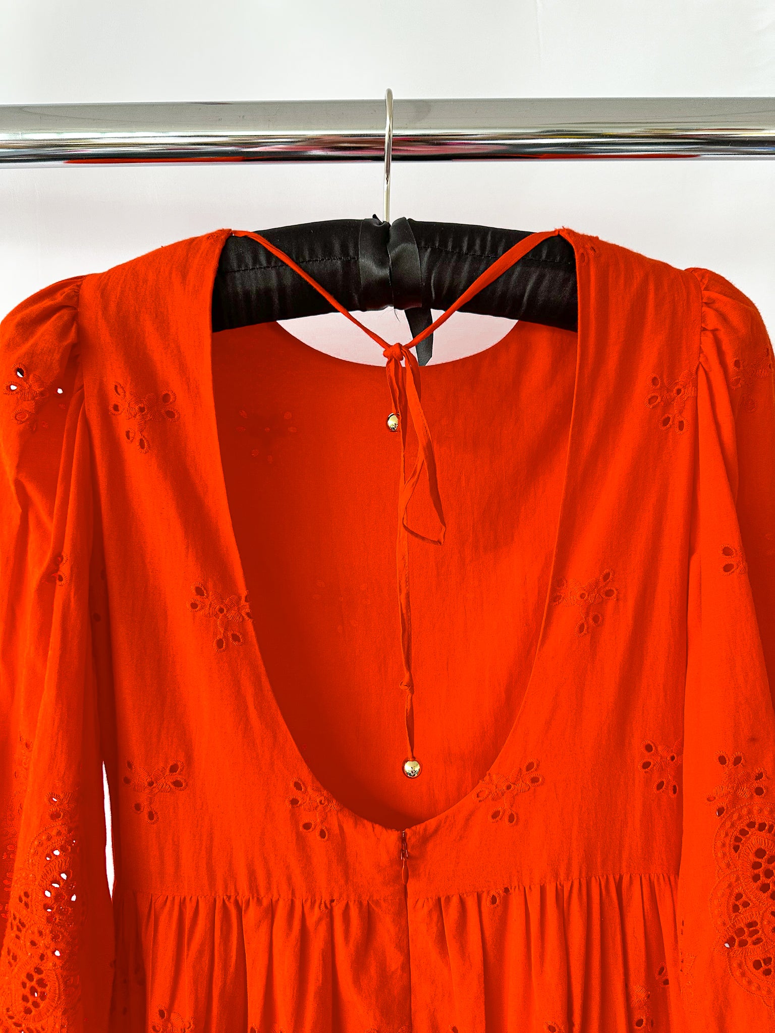 Borgo De Nor Red Carla Broderie Anglaise Cotton Maxi Dress