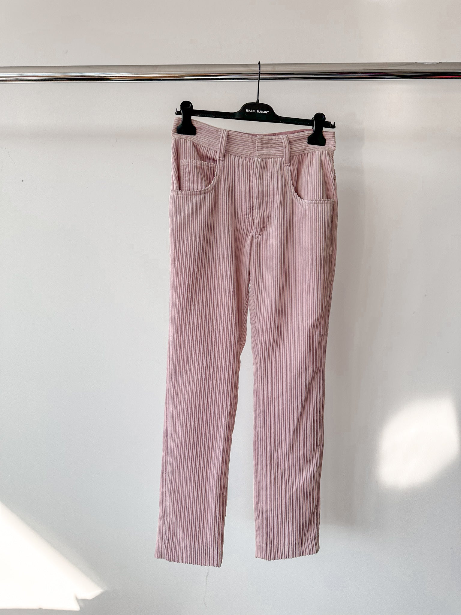 Isabel Marant Pink Corduroy Meeroya Straight Leg Trousers
