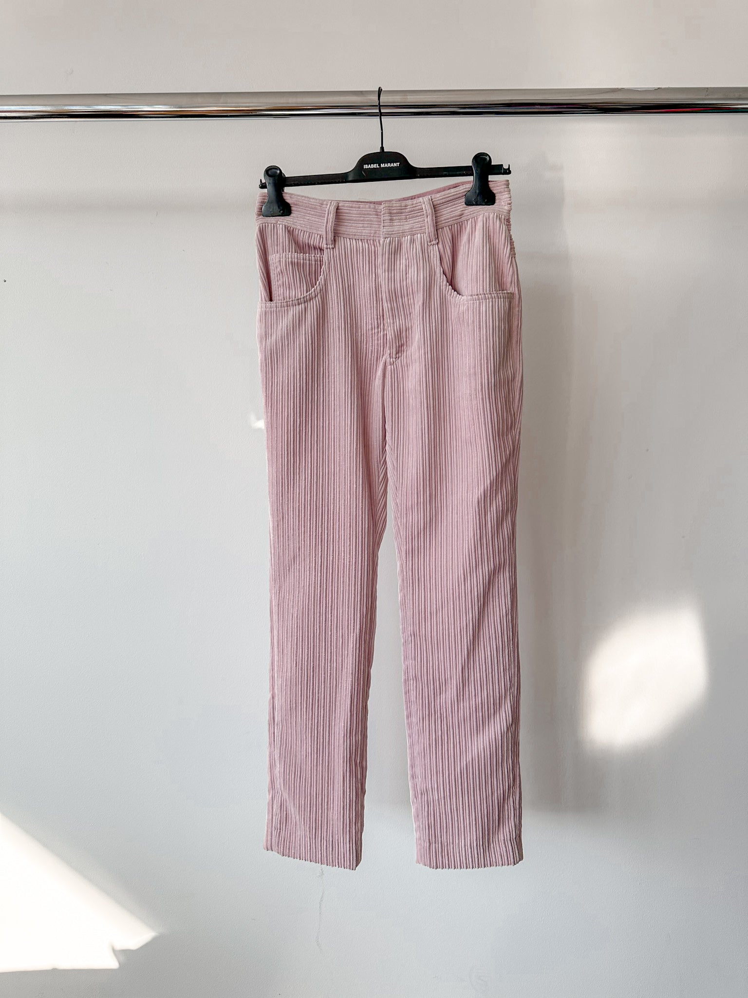 Isabel Marant Pink Corduroy Meeroya Straight Leg Trousers