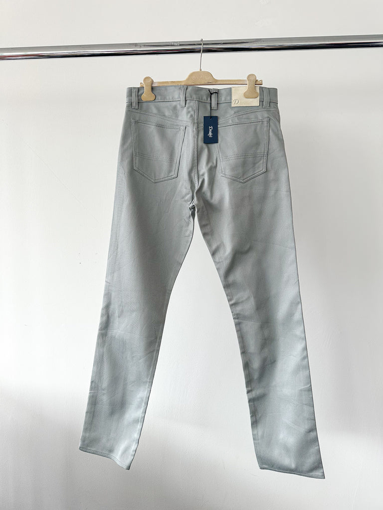 Drake's Bedford Cord 5 Pocket Trousers In Stone Blue - House Of Huntington