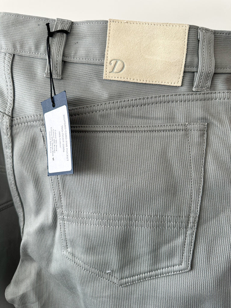 Drake's Bedford Cord 5 Pocket Trousers In Stone Blue - House Of Huntington