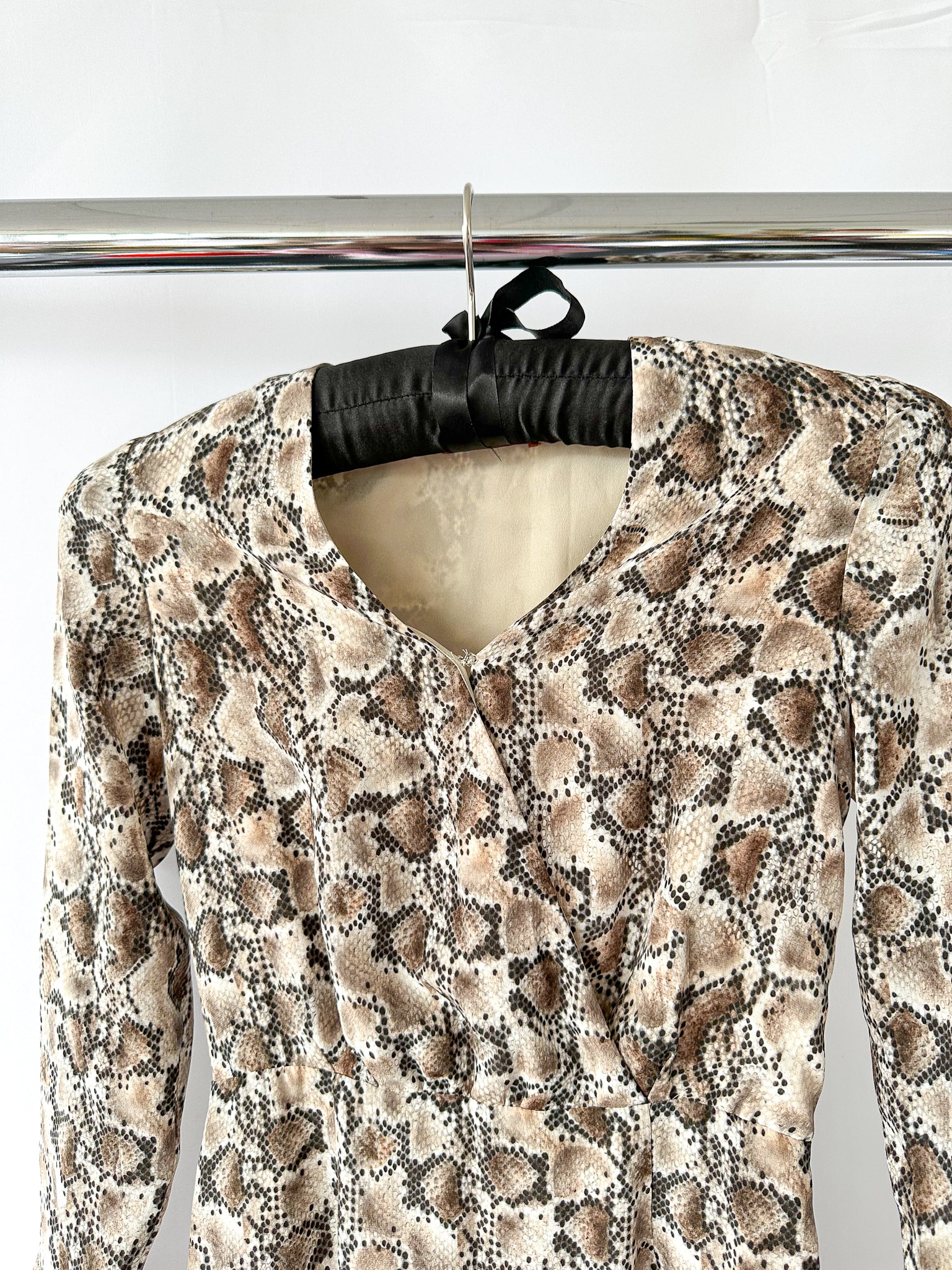 snakeskin print long sleeve dress Naked Wardrobe Women's Snakeskin Print Long Sleeve Ruched Dress - Purple