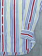 Drake's White Red Yellow Green Striped Formal Shirt - House Of Huntington