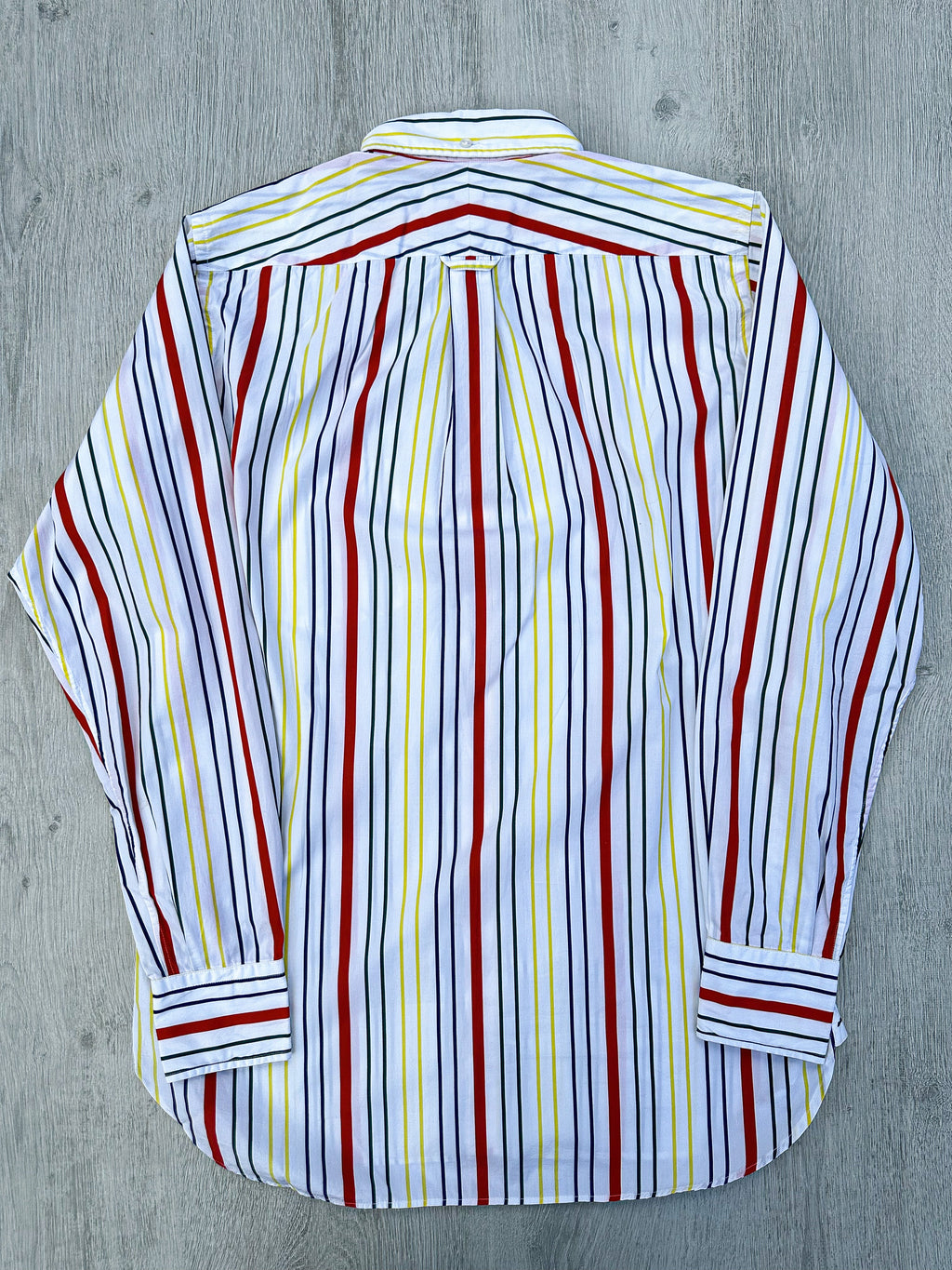 Drake's White Red Yellow Green Striped Formal Shirt - House Of Huntington