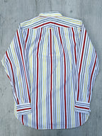 Drake's White Red Yellow Green Striped Formal Shirt - House Of Huntington