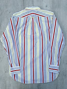 Drake's White Red Yellow Green Striped Formal Shirt - House Of Huntington