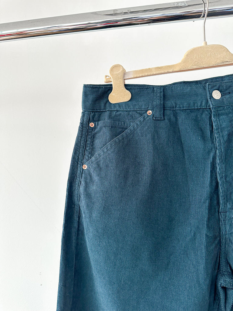 Drake's Cord Selvedge Trousers In Teal - House Of Huntington