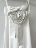 Magda Butrym Rose White Sweetheart Midi Dress