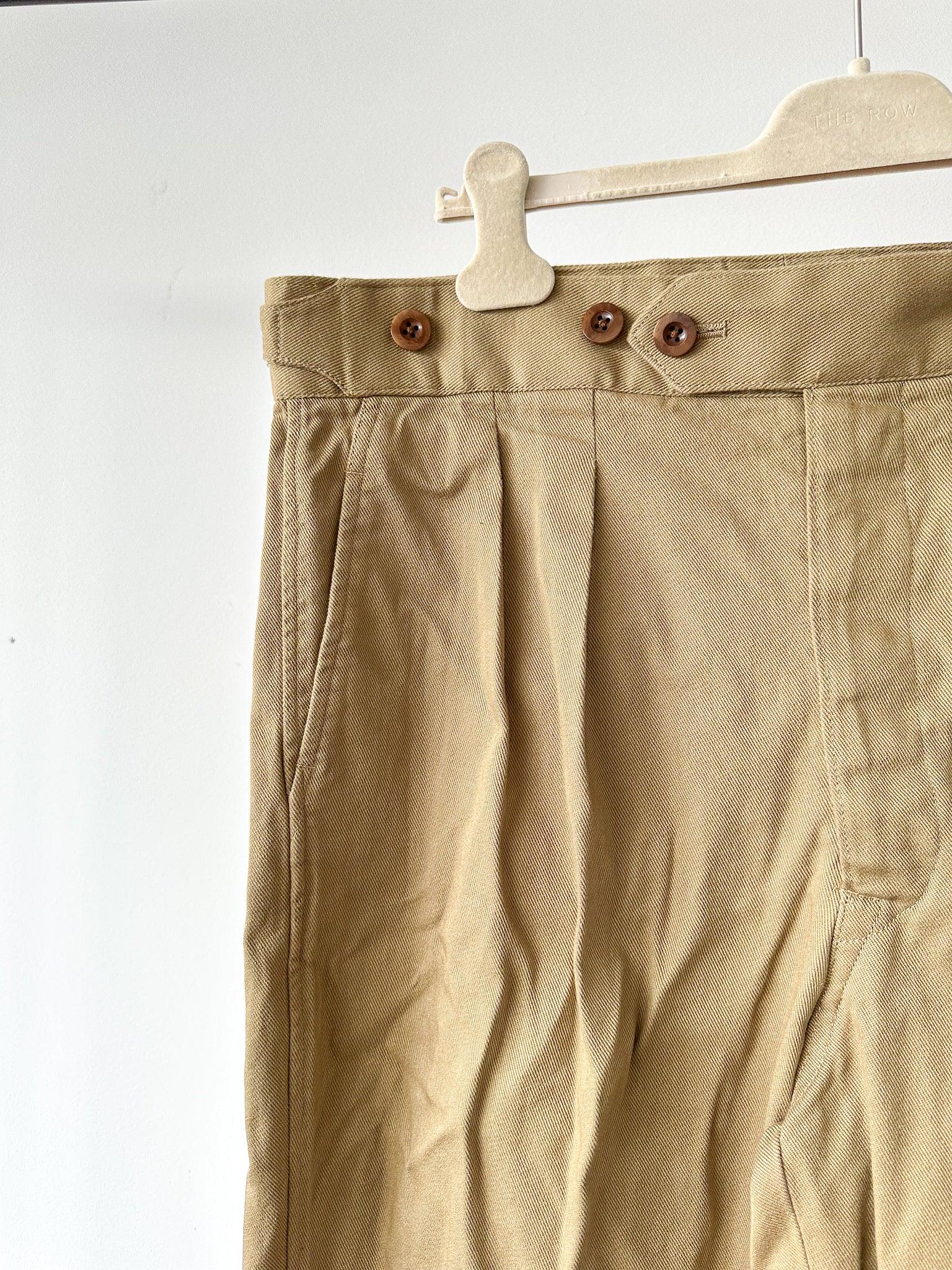 Adjustable Costume Japan Cotton Canvas Beige Trousers - House Of Huntington