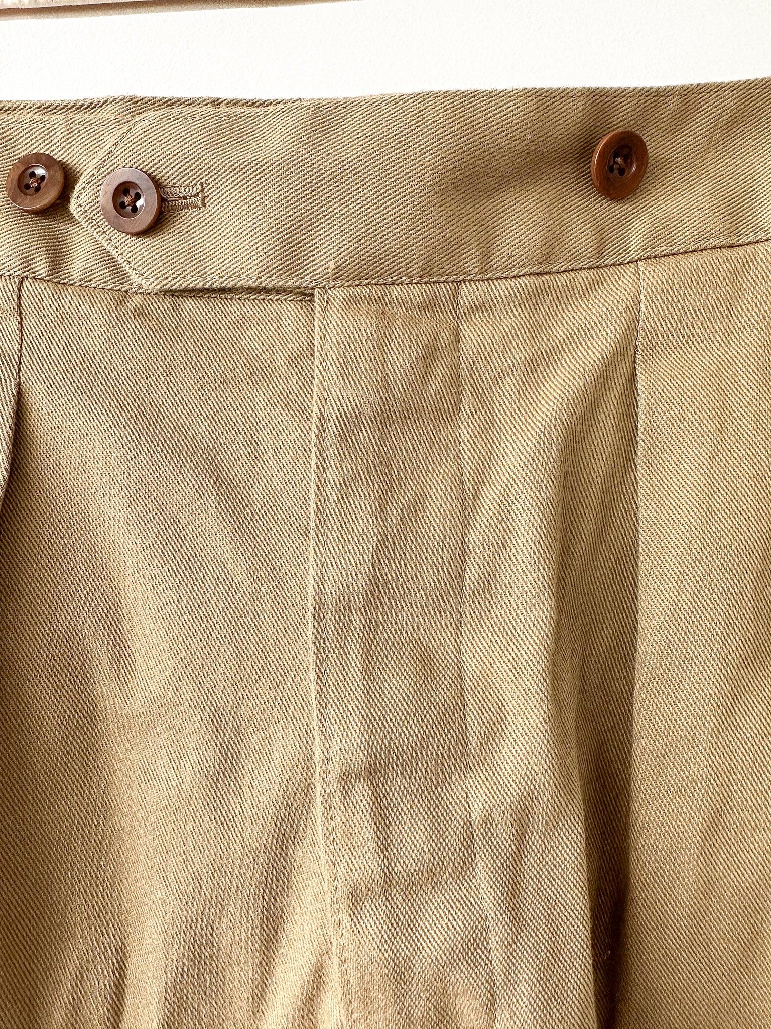 Adjustable Costume Japan Cotton Canvas Beige Trousers - House Of Huntington