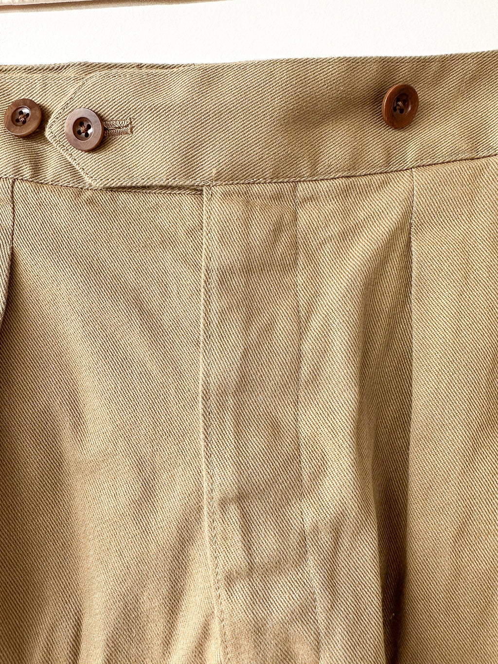Adjustable Costume Japan Cotton Canvas Beige Trousers - House Of Huntington