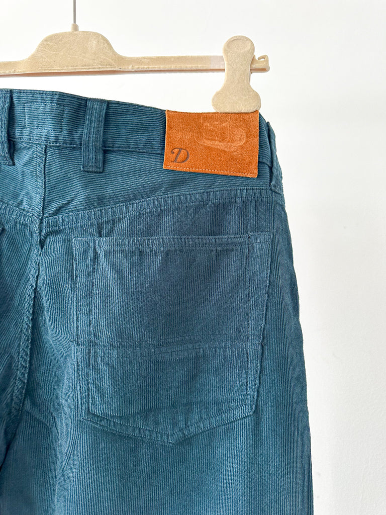 Drake's Cord Selvedge Trousers In Teal - House Of Huntington