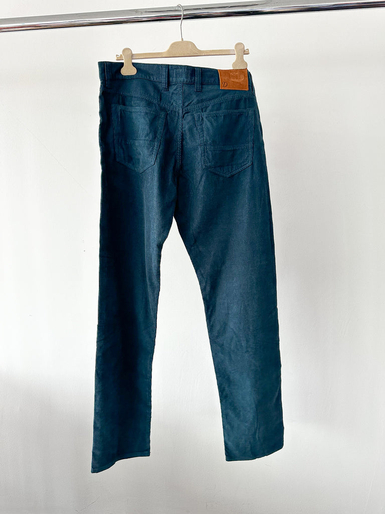 Drake's Cord Selvedge Trousers In Teal - House Of Huntington