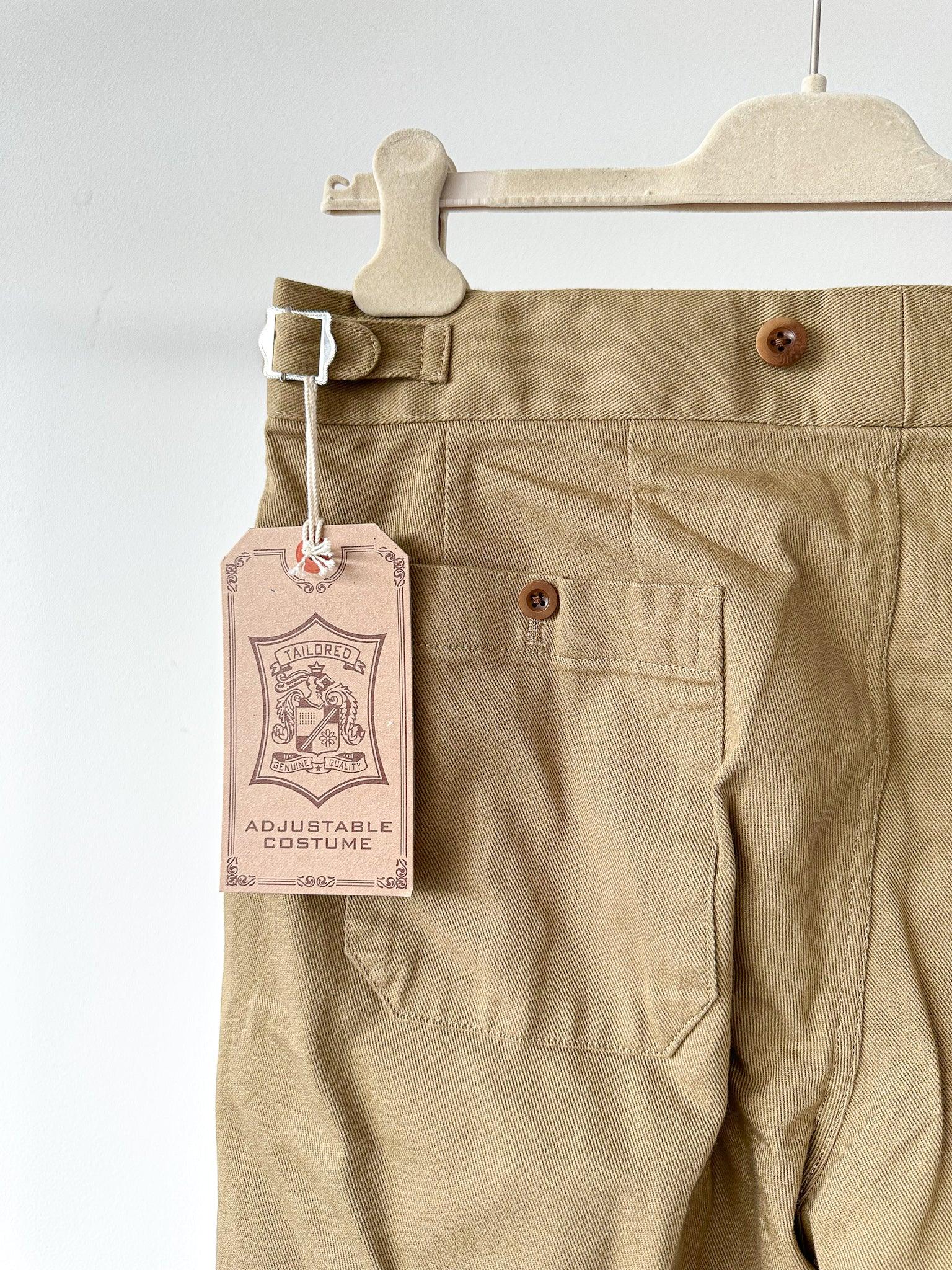 Adjustable Costume Japan Cotton Canvas Beige Trousers - House Of Huntington