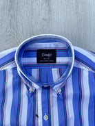 Drake's Blue White Purple Striped Formal Shirt - House Of Huntington
