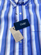 Drake's Blue White Purple Striped Formal Shirt - House Of Huntington