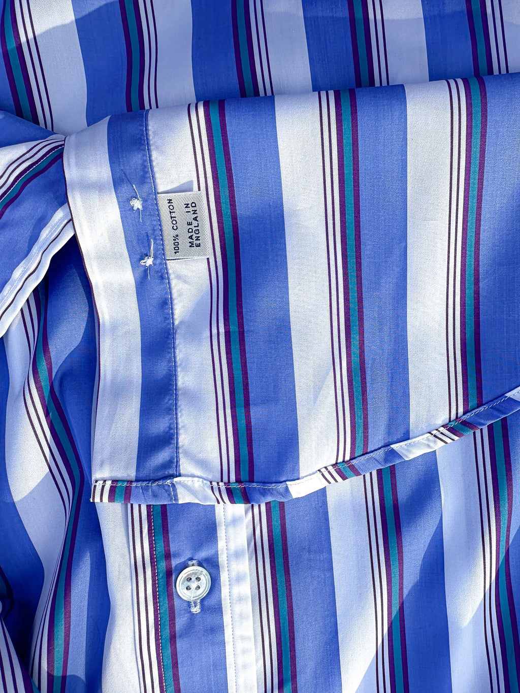 Drake's Blue White Purple Striped Formal Shirt - House Of Huntington