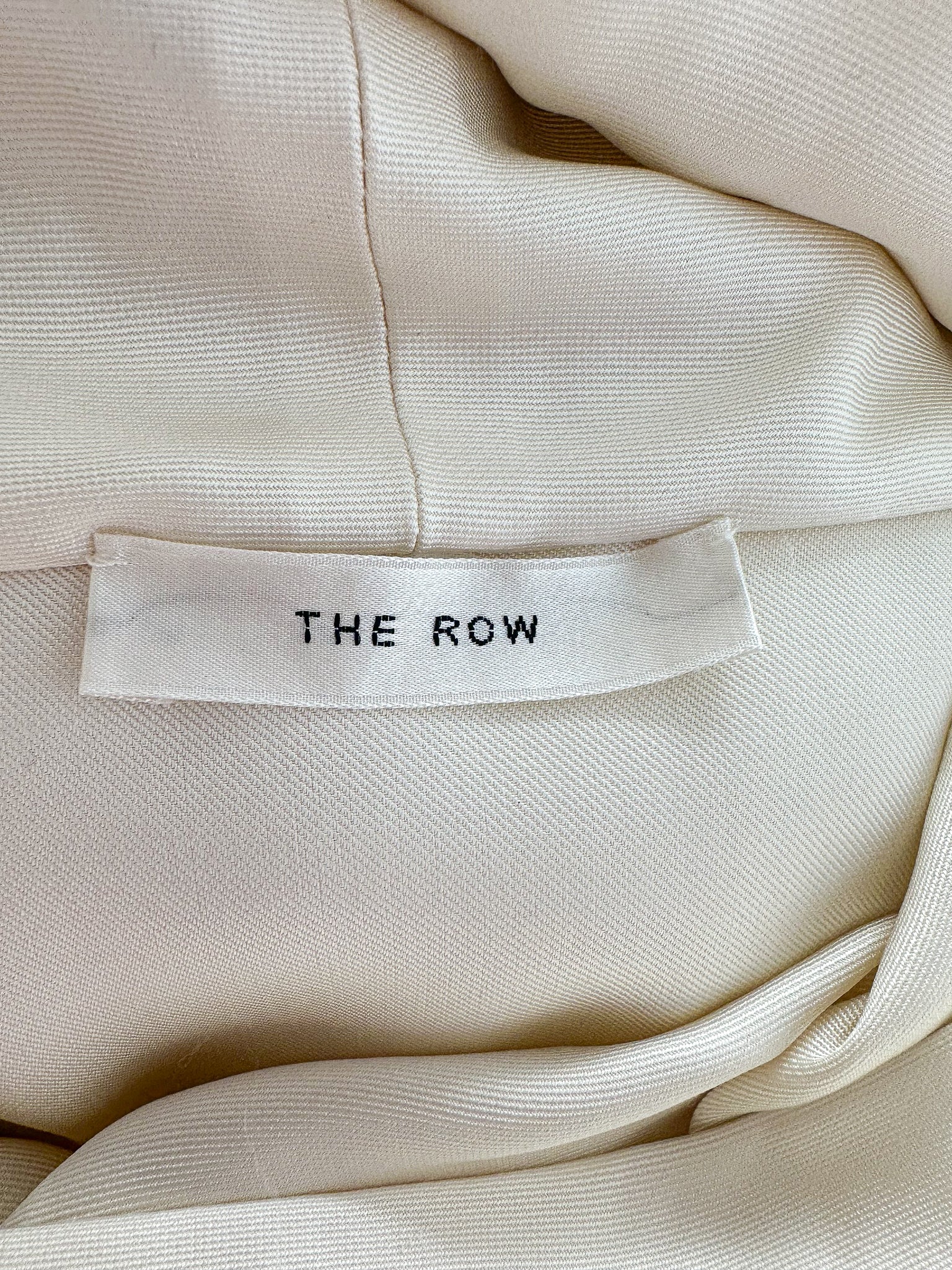The Row Ivory Santia Cowl Neck Silk Twill Long Sleeve Dress
